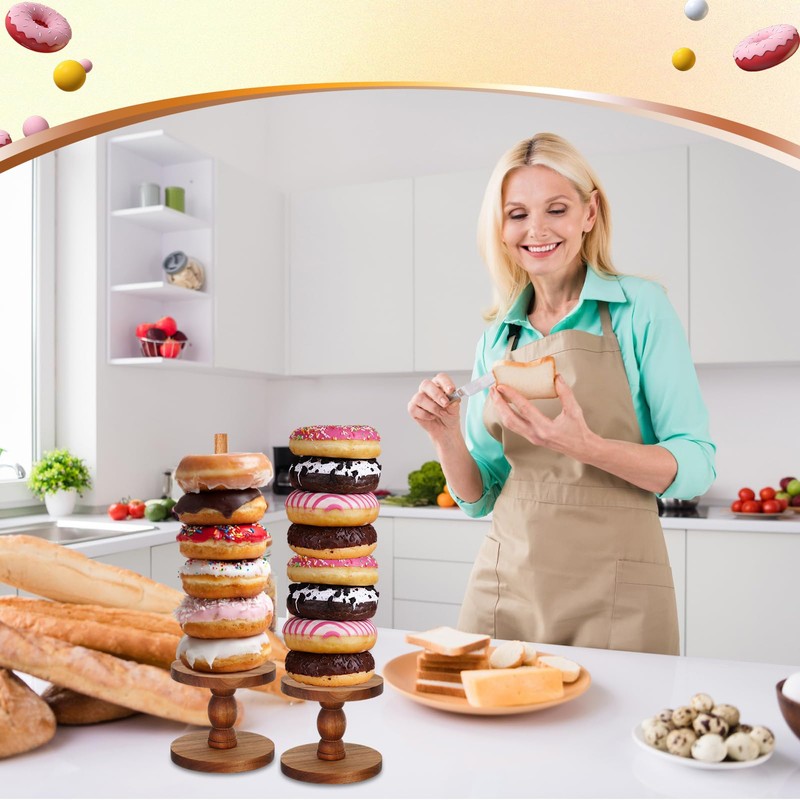 Zhehao 4 Pcs Farmhouse Donut Stand Donut Holder Display Stacker