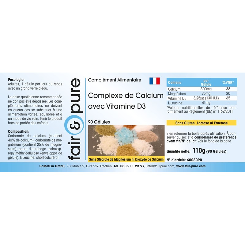 Calcium Complex with Vitamin D3 and Magnesium 90 Capsules For