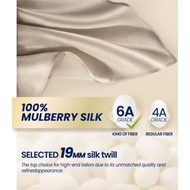 Selected Hanky 100% Pure Silk Pocket Square Solid Color, Taupe, One Size