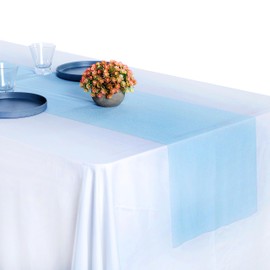 MDS Pack of 10 Wedding 12 x 108 inches Chiffon Table Runner for Wedding, Decorations for Birthday Parties, Banquets, Graduations, Engagements, Runners fit Rectangle, Round Table -Turquoise