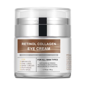 Retinol Caffeine Eye Cream with Collagen, Under Eye Cream for Dark Circles and Puffy Eyes, Wrinkles, Fine Lines, Eye Bags, 1.7fl.oz/50g