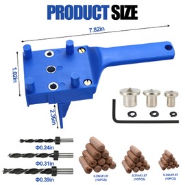 Dowel Jig Kit with Drill Guide Block, 41Pcs Woodworking Dowel Jig 6/8/10mm Handheld Drill Guide Bit Tools Professional Doweling Hole Saw Tools Metal Sleeve Wood Drilling Set