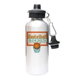 Mystic Sloth Basketball Family 20oz Aluminum Water Bottle with Carabiner and TWO Lids (Silver, Stepdad)