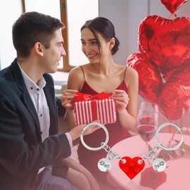 Ouligay 2Pcs Couples Matching Keychain for Boyfriend Girlfriend Brick Heart Keychain Set for Couples Valentine's Day Gifts Couples Stuff for Him Her Husband Wife