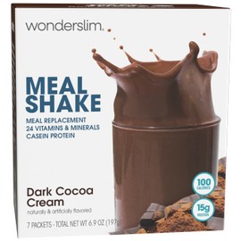 WonderSlim Meal Replacement Shake, Dark Cocoa Cream, 15g Protein, 24 Vitamins & Minerals, Gluten Free, Low Carb (7ct)