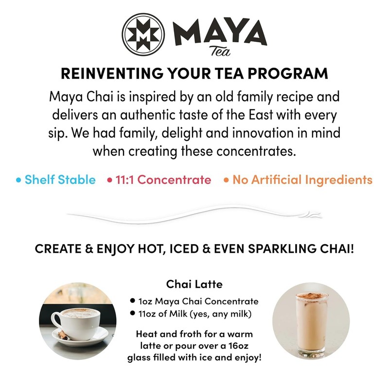 Maya Chai Tea Concentrate, Zero Sugar, Heritage Recipe, 64 Ounce