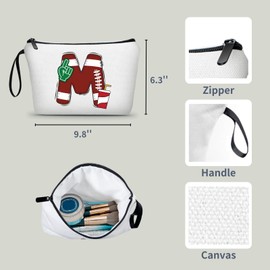 ARIOSEY Football Birthday Appreciation Graduation Gifts Small Initial Makeup Toiletry Bag for Her Women Teacher Stuff Friend Girl-M