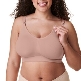 Bravado Designs Nursing Bras for Breastfeeding, Body Silk Seamless Wireless Bras for Women, Full Coverage Maternity Bra, Cameo, Small Plus
