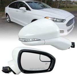 MOFOAP Passenger Side Mirror Compatible with Ford Fusion 2016-2022 Mirror with Power Heated Turn Signal Puddle Light Manual Folding White 7Pins
