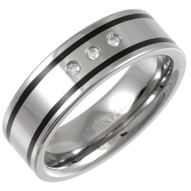 Theia Titanium with Enamel Inlay Flat Court 0.06ct Diamond set Polished 7mm Ring - Size W