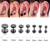 Black Round Stud Earrings Set Stainless Steel Ear Studs for