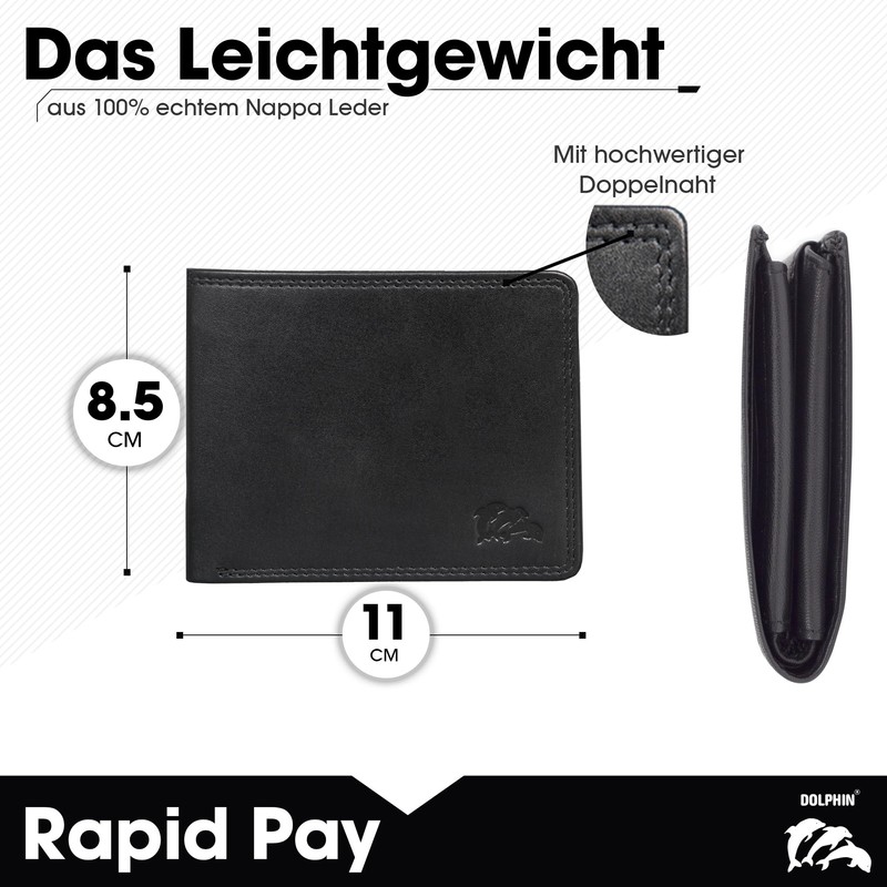 Dolphin® Men's Leather Wallet "Rapid Pay" - Wallet with Contactless