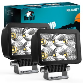 Nilight - 2 luces LED de 3.3 pulgadas, 6 LED, luces cuadradas de trabajo de conducción integradas, luces de zanja para tractor, camión, motocicleta, barco, ATV, 3 años de garantía