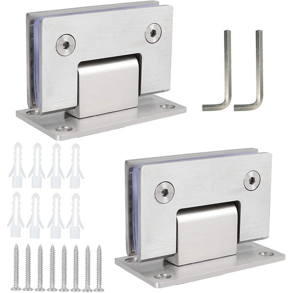 Acrux7 2Pcs 90 Degree Glass Door Hinges Stainless Steel Glass Shower Door Hinges Frameless Cupboard Showcase Cabinet Clamp for for 8-12 mm(0.31-0.47 inch) Bathroom Gate