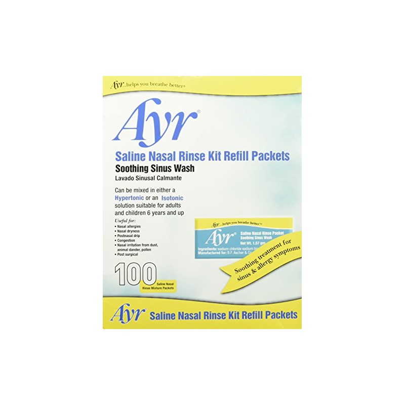 Ayr Saline Nasal Rinse Kit Refill Packets, 100 Count