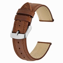 BISONSTRAP Watch Strap 22mm, Vintage Leather Replacement Watch Band, Toffee Brown