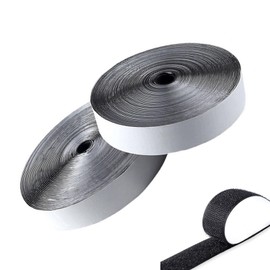 Ginhkok Tape with Double-Sided Tape, Set of 2, Male and Female Set, Each of 0.8 x 16.4 ft (2 x 5 m), Strong Tape, Heat Resistant, Waterproof, Reusable, DIY, Business, Home, Industrial Use (Black)