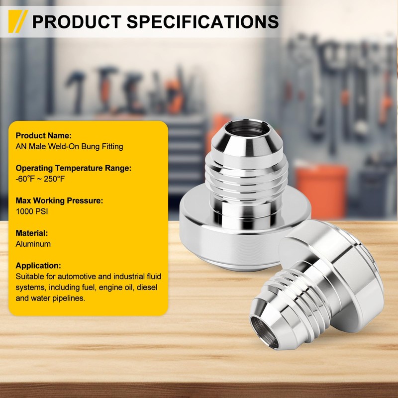 6Pcs AN8 Male Aluminum Weld On Bung Fitting