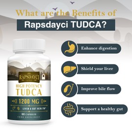 Ultra Strength TUDCA (1200mg Per Serving), 120 Capsules - Tauroursodeoxycholic Acid, Liver Support Supplement, Enhances Proper Bile Production, Boosts Digestion and Immune System Support
