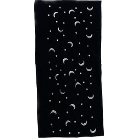 Headband Head Wrap Bandanna Half Moon with Rhinestones Bling 4 Way Stretch Sweatband Headwrap Silver Black
