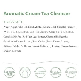 emergin C Aromatic Cream Tea Cleanser - Soothing Gentle Face Wash with Green Tea, Chamomile + Rose for Minor Redness, Removing Dirt, Makeup + Excess Oil (8.1 oz, 240 ml)