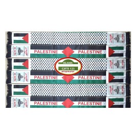 Islamic Gifts 123-USA Palestine Scarf AL QUDSالاقصى Jerusalem [6 Pack] Palestine Flag KEFFIYEH Men's Scarf Free Gaza Scarf Palestine Wedding Gift