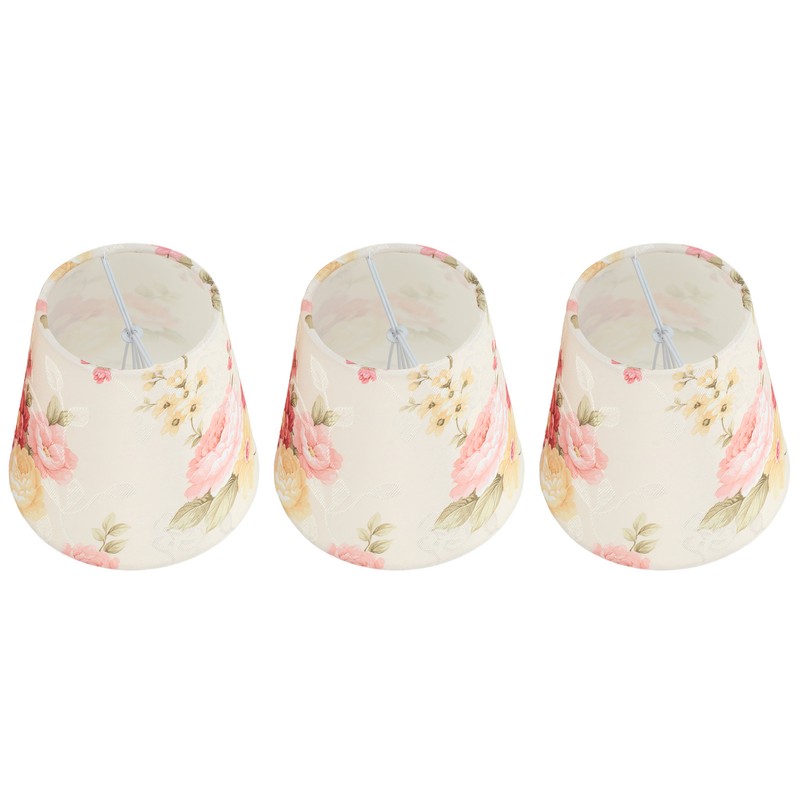 Cloth Lamp Shade Flower Pattern Clip On Bulb Lampshade for