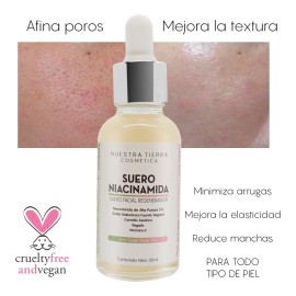 Suero Facial Niacinamida 5% Acido Hialurónico Pantenol Todo tipo de piel 35 mL Nuestra Tierra Cosmética