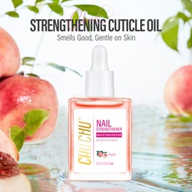 CHUCHU Nail Growth and Strengthener Oil for Cuticle - Peach Scent Cuticle Oil Repair Moisturizing Treatment - Natural Jojoba Vitamin B & E Nail Oil for Dry Cracked Nails