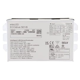 ECOdrive 561/B 1400MA LOG, EC0561B, 50W, 0-10V, 1 control channel, constant current, 1x 55V output, bottom feed, square metal/plastic,240J03