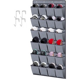 homyfort Over the Door Organiser for Shoes, Shoe Shelf Organiser Systems, Shoe Storage, Hanging Shoe Holder, with 24 Pockets, 156 x 56 cm, Grey Linen, X3G12GP2