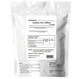 UKHealthHouse Cranberry Tablets 12000mg | High Strength Cranberry Extract Supplement for Women & Men Easy to Swallow Alternative to Cranberry Capsule (120 tabs)