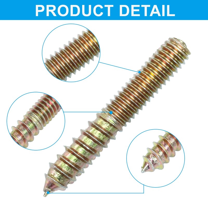 PHITUODA 12 Pack 5/16-18 x 2 Inch Hanger Bolts Double