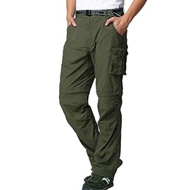JOMLUN Men’s Hiking Pants Zip Off Cargo Pants Lightweight Quick Dry Convertible Outdoor Shorts Army Green