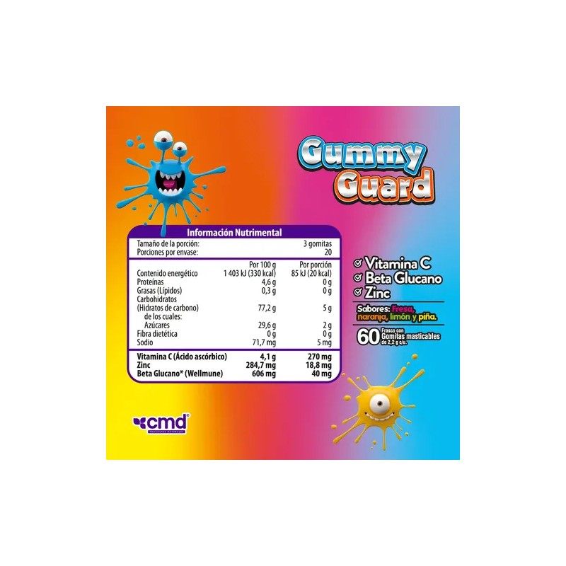 Gummy Guard ( Vitamina C,beta Glucano, Zinc) Frasco C/60 Cmd