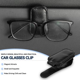 Unbranded 2Pc Car Sun Visor Leather Glasses Sunglasses Card Ticket Holder Clip Accessories