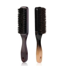 Bristle Hair Brush Slick Back Boar Bristle HairBrush, 2Pcs Boar Stiffs Beard Brush,Beard Growth Stiff boars stiffs Beard Grooming Brushes,Tangle Softening Beard boar Brush for Men