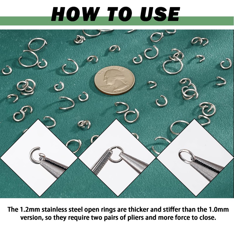 500pcs Stainless Steel Open Jump Rings Bulk 12mm Outer Diameter
