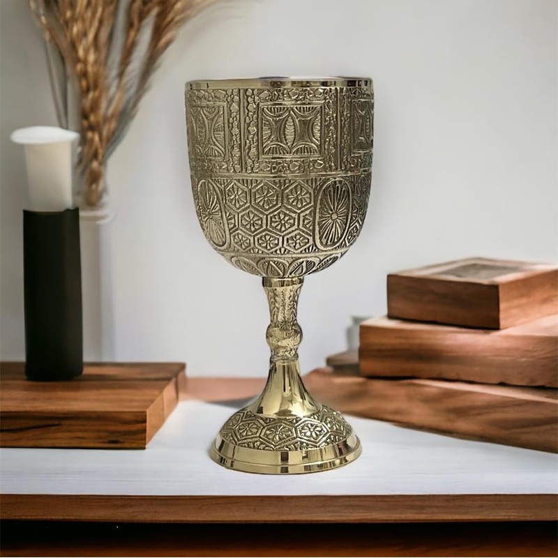 1pc Gold Chalice Cup Arthur King Brass Goblet Viking Drinking