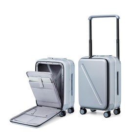 MILADA Luggage Hard Shell Suitcases Airline Approved Carry On Luggage 22x14x9 TSA Approved Luggage 20 Inch Front Opening Pocket Suitcase with Wheels Travel Luggage Wide Handle,Grey