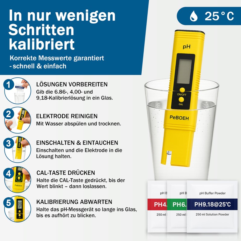 PeBOEH Digital pH Meter for Pool, Aquarium, Drinking Water -