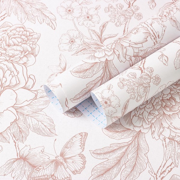 Safiyya Floral Peel and Stick Wallpaper Pink and White Contact