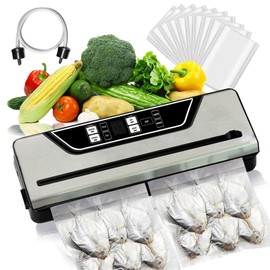 Vacuum Sealer Machine 90Kpa Precision 10-in-1 Compact food saver vacuum sealer machine with Digital Timer,Dry & Moist Food Modes, food sealer with 10 Vacuum Bags & Bulit-in Cutter
