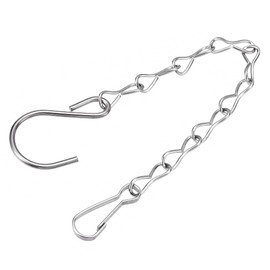 sourcing map Hanging Chains 24cm Extension Link with S Shaped Hooks for Plant Basket Lantern Ornament, 304 Stainless Steel Pack of 2