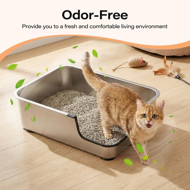 Stainless Steel Cat Litter Box, 17.5" L x 13.6" W