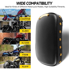 DREAMIZER Motorcycle Pillion Seat Pad, Motorcycle Rear Passenger Cushion, Motorcycle 8 Suction Cups Back Seat Pad Compatible with Harley Sportster XL 883 1200 Dyna for Softail Touring Cruiser Chopper