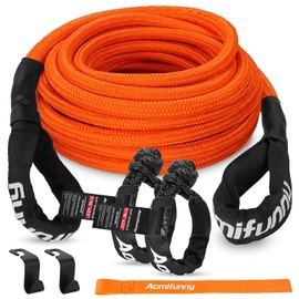 Correa de remolque de 7/16" x 30 pies de UHMWPE, resistencia de rotura de 31,200 libras, kit de correa de remolque resistente para ATV, UTV, SUV, autos (naranja)