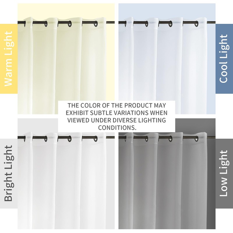 Neween Sheer White Curtains 2 Panels Set, Grommet Airy &