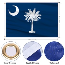 AhfuLife South Carolina Flag 3x5 Ft, South Carolina State Flags Polyester Double Sided with Brass Eyelets, SC Flag SC State Flag for Party Bar Garden Decoration Indoor Outdoor
