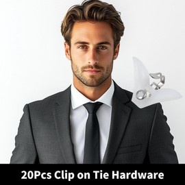 lrgnixs 20 Sets Tie Clip for Men Women,Clip On Tie for Men Women Daily Wear,Fastener With Fixed Rings,Triangle Clips Clasps for Business Office,Tie Necktie Man Accessories